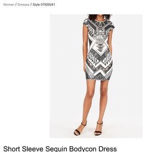 Short Sleeve Sequin Bodycon Dress